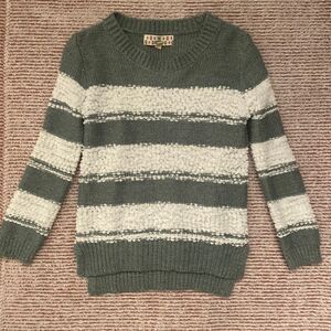 Pink Republic Like new Girls Sweater Green and White Striped Size Large